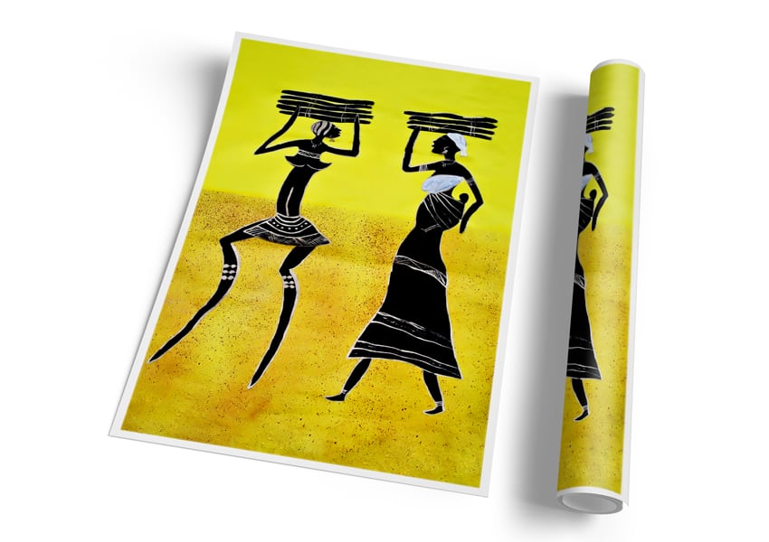 A vibrant African Collecting The Crops poster on high-quality canvas, showcasing agricultural scenes.