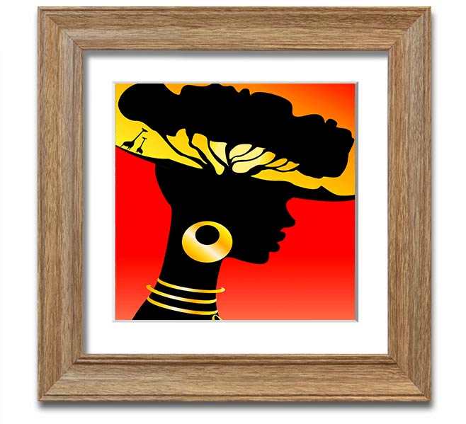 African Female Home Lands square framed print, showcasing vibrant colors and intricate designs, ready to hang.