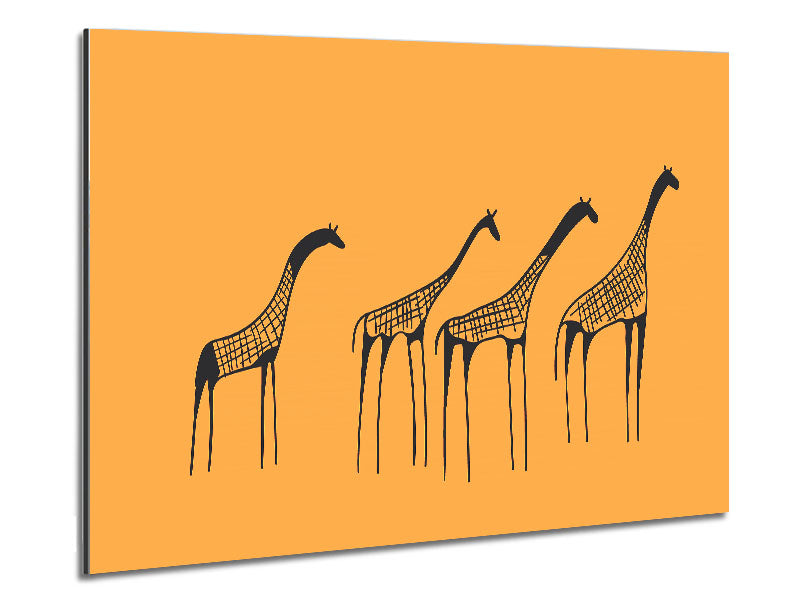 A stunning artwork of an African Giraffe printed on brushed aluminium dibond, showcasing vibrant colors and modern design.