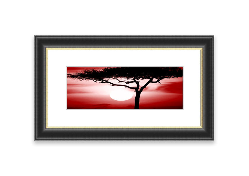 African Safari Red framed print showcasing vibrant colors and intricate details, ready to hang.