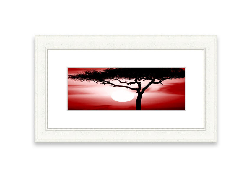 African Safari Red framed print showcasing vibrant colors and intricate details, ready to hang.
