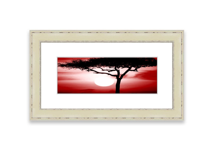 African Safari Red framed print showcasing vibrant colors and intricate details, ready to hang.