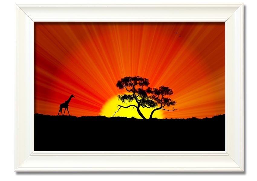 A vibrant African Sunblaze framed print showcasing rich colors and intricate designs, ready to hang.