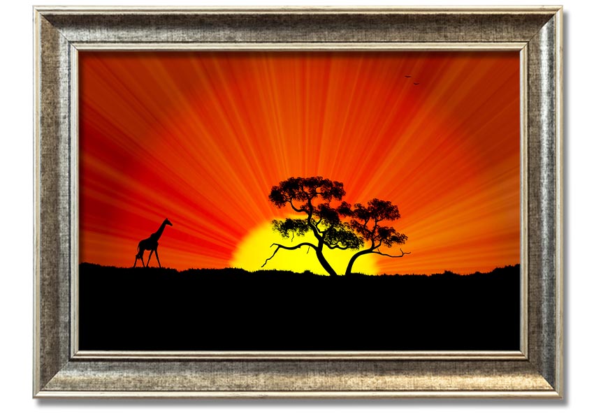 A vibrant African Sunblaze framed print showcasing rich colors and intricate designs, ready to hang.