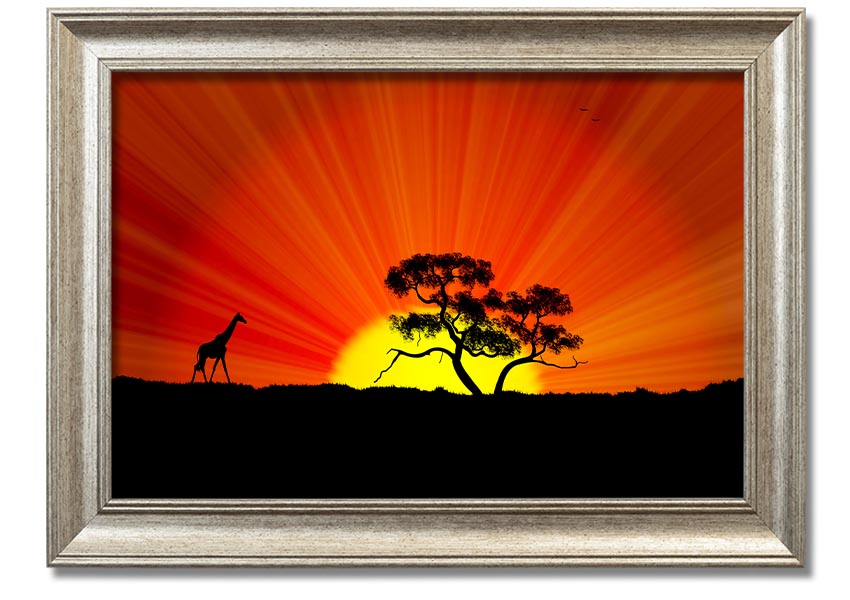 A vibrant African Sunblaze framed print showcasing rich colors and intricate designs, ready to hang.