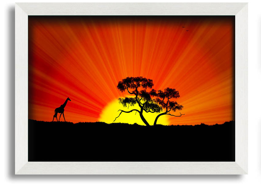 A vibrant African Sunblaze framed print showcasing rich colors and intricate designs, ready to hang.