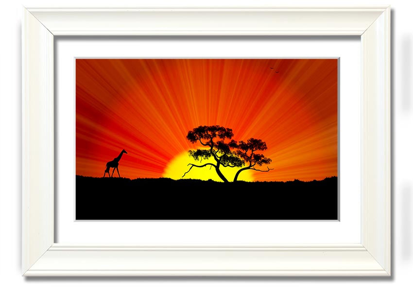 A vibrant African Sunblaze framed print showcasing rich colors and intricate designs, ready to hang.
