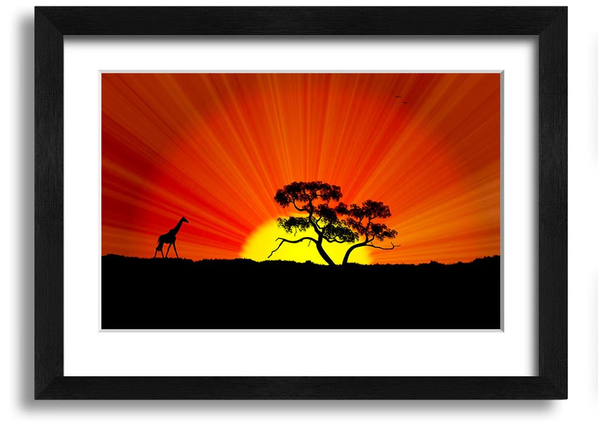 A vibrant African Sunblaze framed print showcasing rich colors and intricate designs, ready to hang.