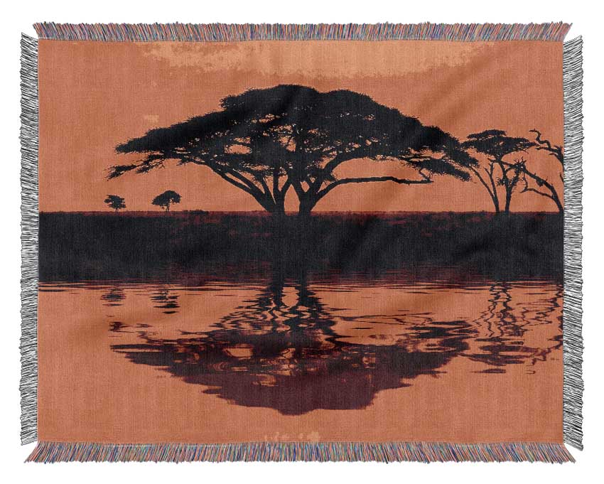 Luxurious African Tree Reflection throw blanket made from 100% cotton, featuring a thermal weave for breathability and a classic design.