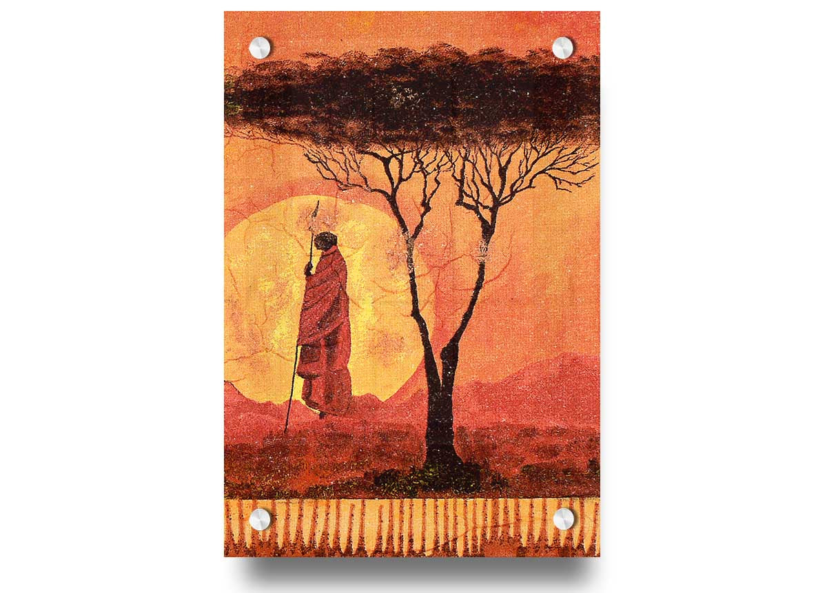 Vibrant African Tribal Art 1 acrylic print on 5mm thick acrylic glass, showcasing intricate tribal designs.