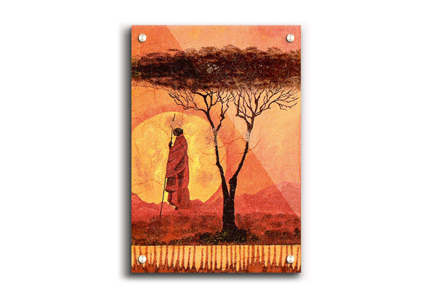 Vibrant African Tribal Art 1 acrylic print on 5mm thick acrylic glass, showcasing intricate tribal designs.
