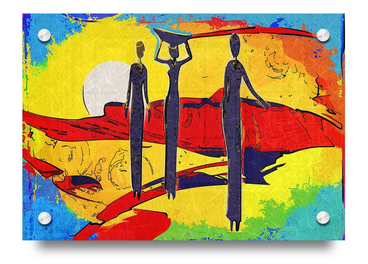 African Tribal Art 14 acrylic print on 5mm thick acrylic glass, showcasing vibrant tribal designs.
