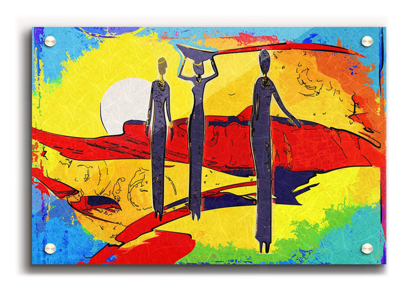 African Tribal Art 14 acrylic print on 5mm thick acrylic glass, showcasing vibrant tribal designs.