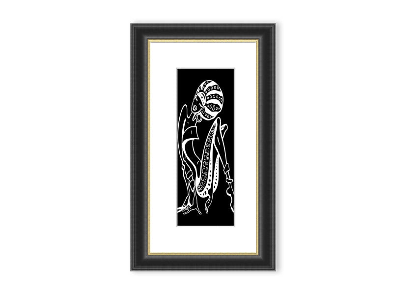 Framed print of African Tribal Art 17, showcasing vibrant colors and intricate patterns, ready to hang.