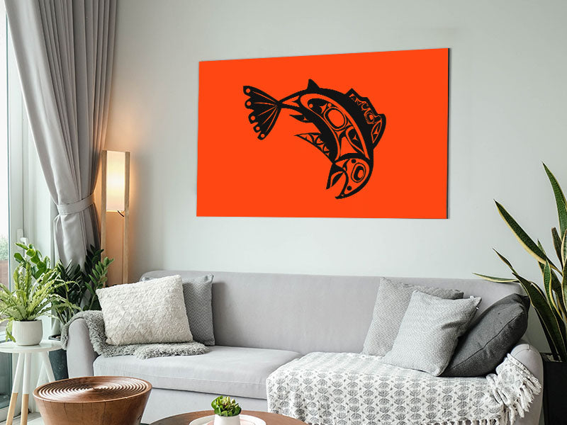 African Tribal Art 18 printed on brushed aluminium dibond, showcasing vibrant colors and intricate tribal patterns.