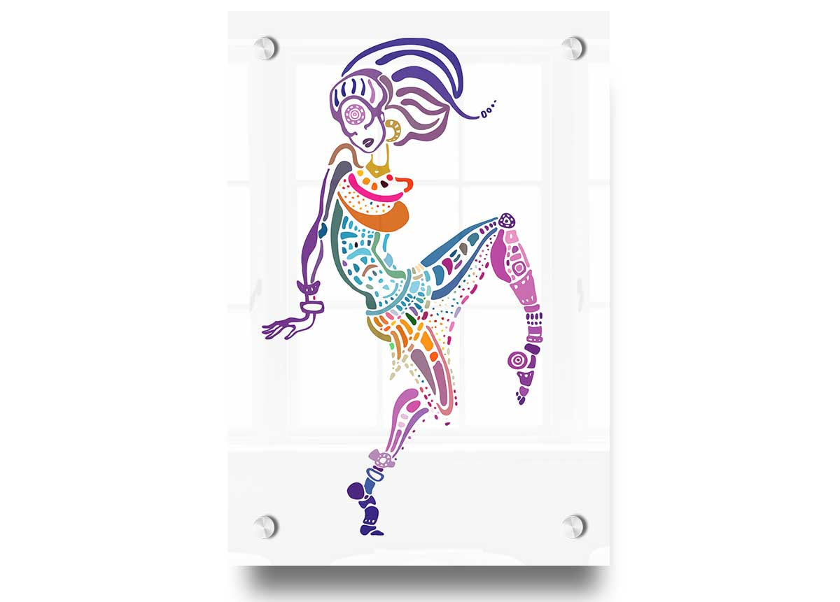 A vibrant acrylic print of African Tribal Art 19 showcasing intricate tribal designs on 5mm thick acrylic glass.
