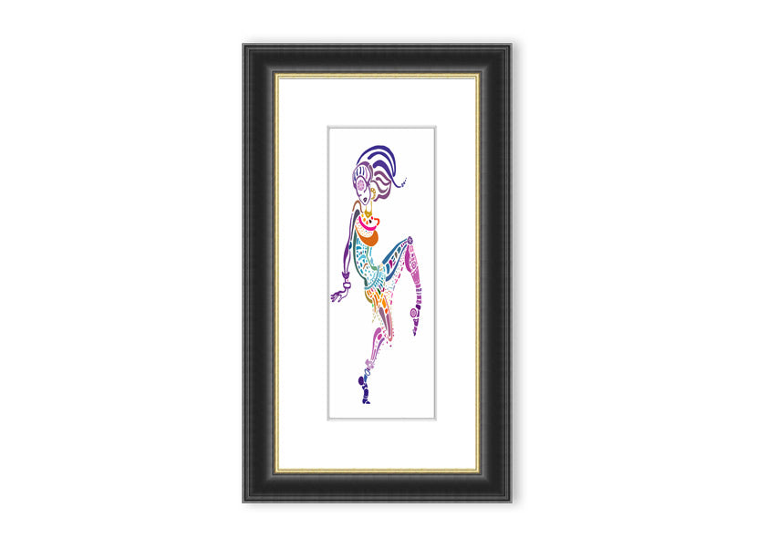 Framed print of African Tribal Art 19 featuring vibrant colors and intricate designs, ready to hang.