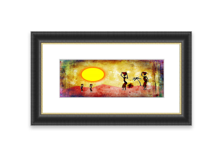 Framed print of African Tribal Art 2, showcasing intricate designs and vibrant colors, available in various frame colors.