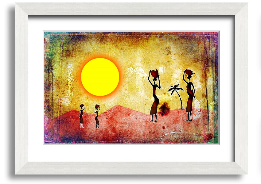 Framed print of African Tribal Art 2 featuring vibrant colors and intricate patterns, ready to hang.