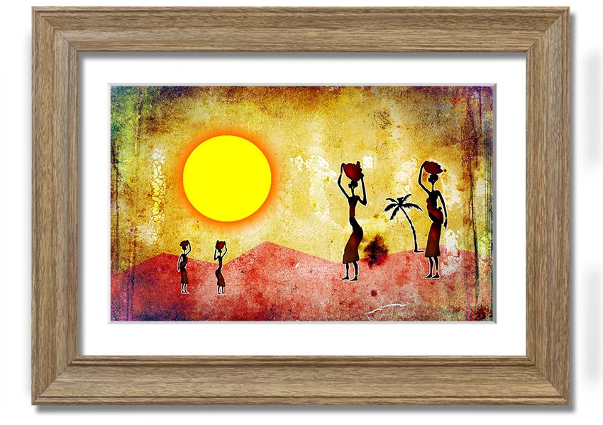 Framed print of African Tribal Art 2 featuring vibrant colors and intricate patterns, ready to hang.