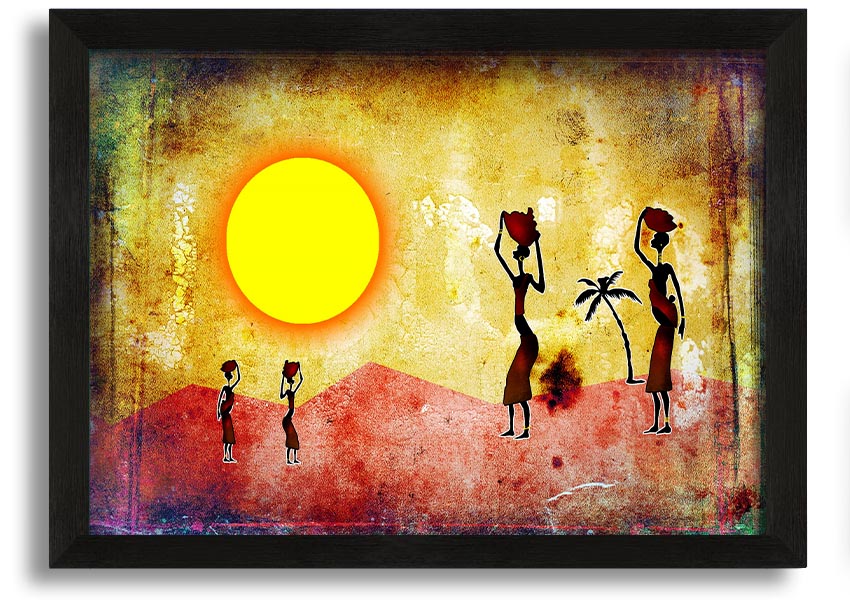 Framed print of African Tribal Art 2 featuring vibrant colors and intricate patterns, ready to hang.