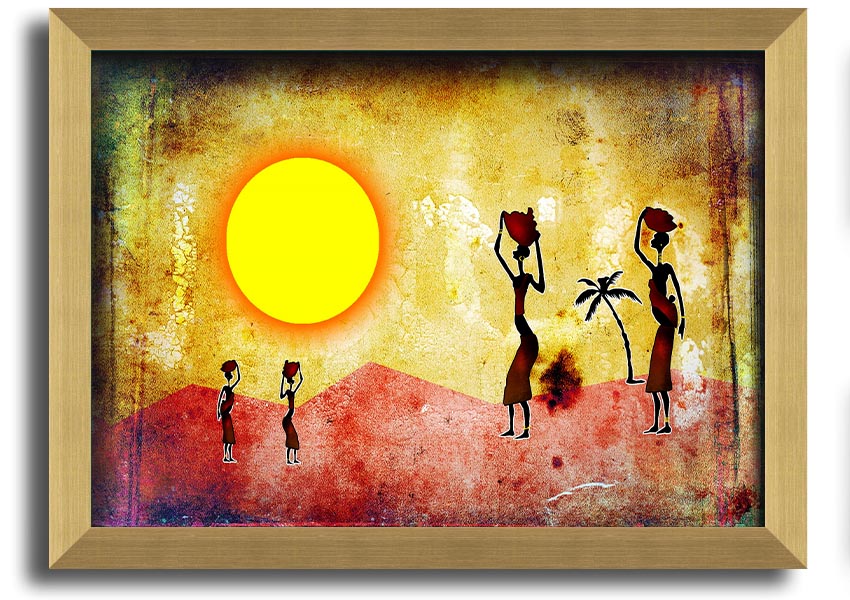 Framed print of African Tribal Art 2 featuring vibrant colors and intricate patterns, ready to hang.