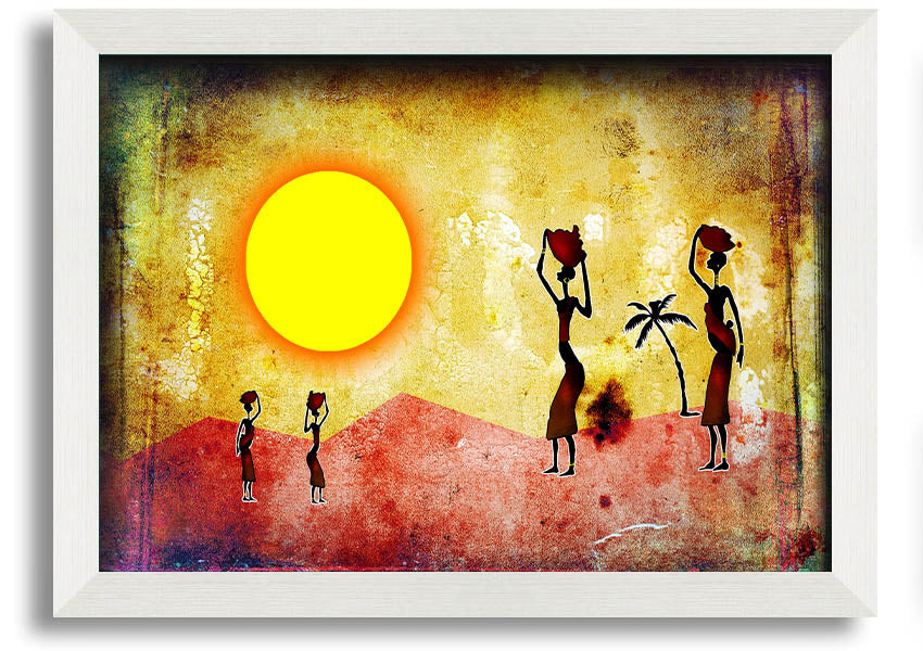 Framed print of African Tribal Art 2 featuring vibrant colors and intricate patterns, ready to hang.