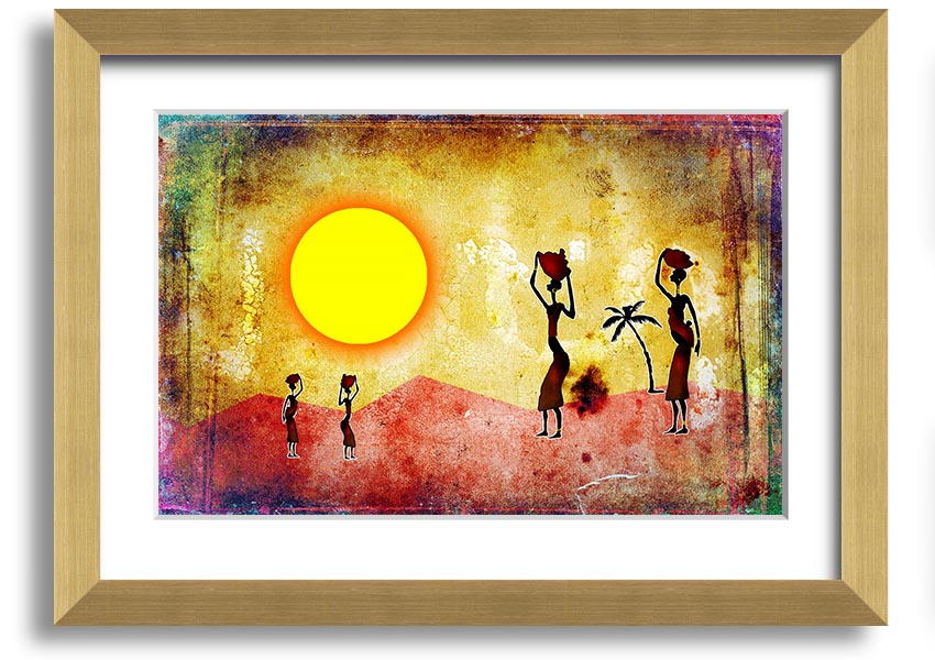 Framed print of African Tribal Art 2 featuring vibrant colors and intricate patterns, ready to hang.