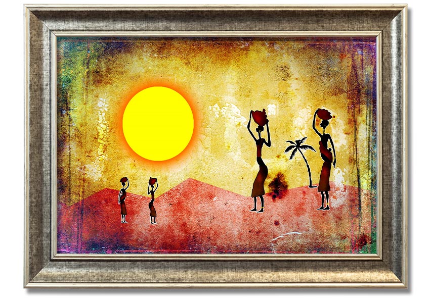 Framed print of African Tribal Art 2 featuring vibrant colors and intricate patterns, ready to hang.