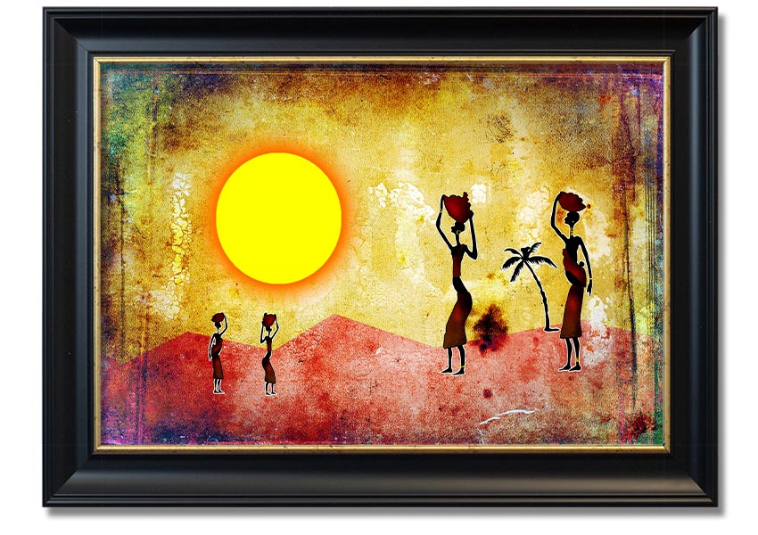 Framed print of African Tribal Art 2 featuring vibrant colors and intricate patterns, ready to hang.