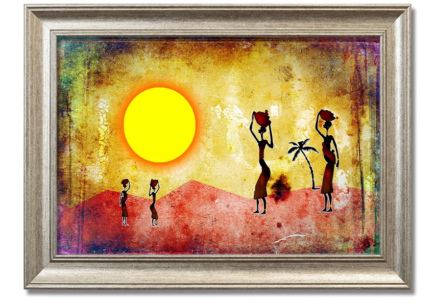 Framed print of African Tribal Art 2 featuring vibrant colors and intricate patterns, ready to hang.