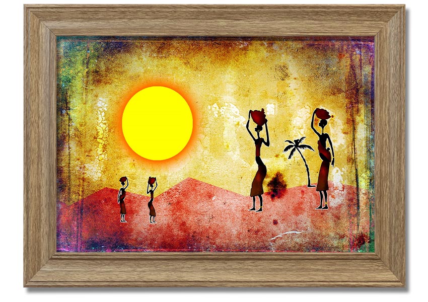 Framed print of African Tribal Art 2 featuring vibrant colors and intricate patterns, ready to hang.