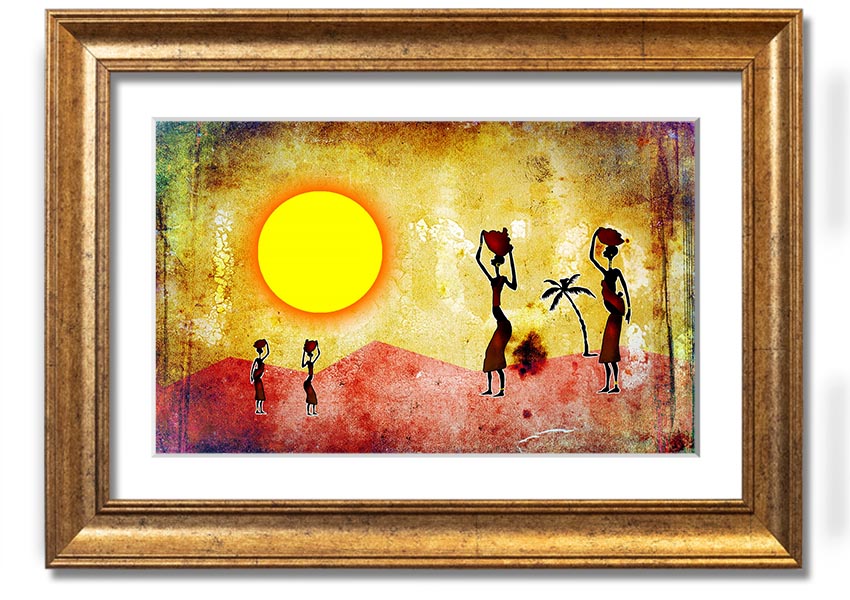 Framed print of African Tribal Art 2 featuring vibrant colors and intricate patterns, ready to hang.
