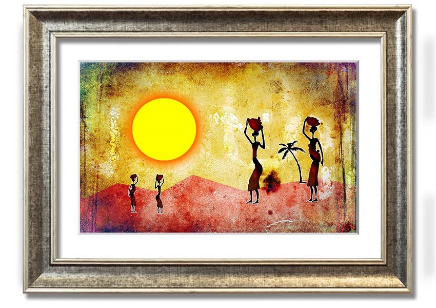 Framed print of African Tribal Art 2 featuring vibrant colors and intricate patterns, ready to hang.