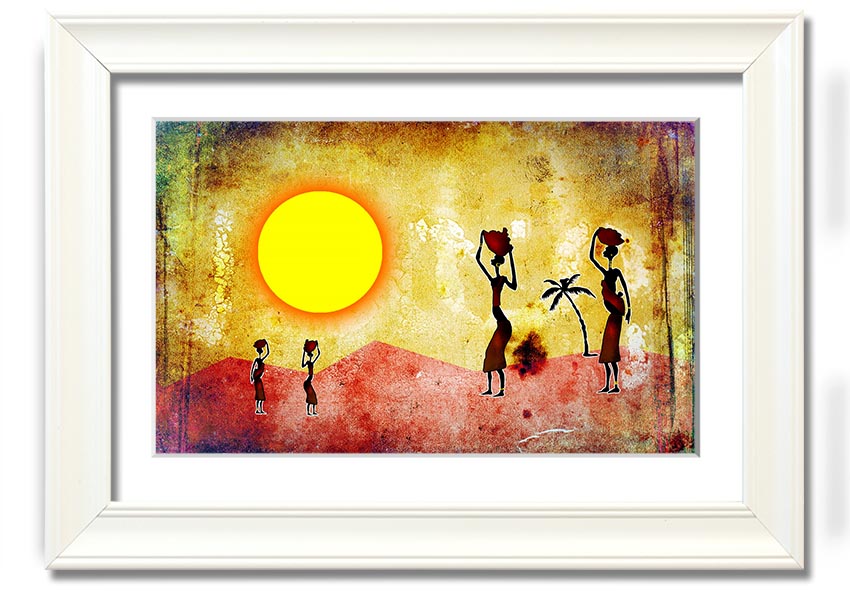 Framed print of African Tribal Art 2 featuring vibrant colors and intricate patterns, ready to hang.