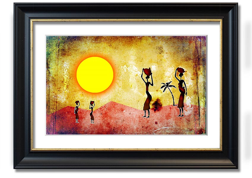 Framed print of African Tribal Art 2 featuring vibrant colors and intricate patterns, ready to hang.