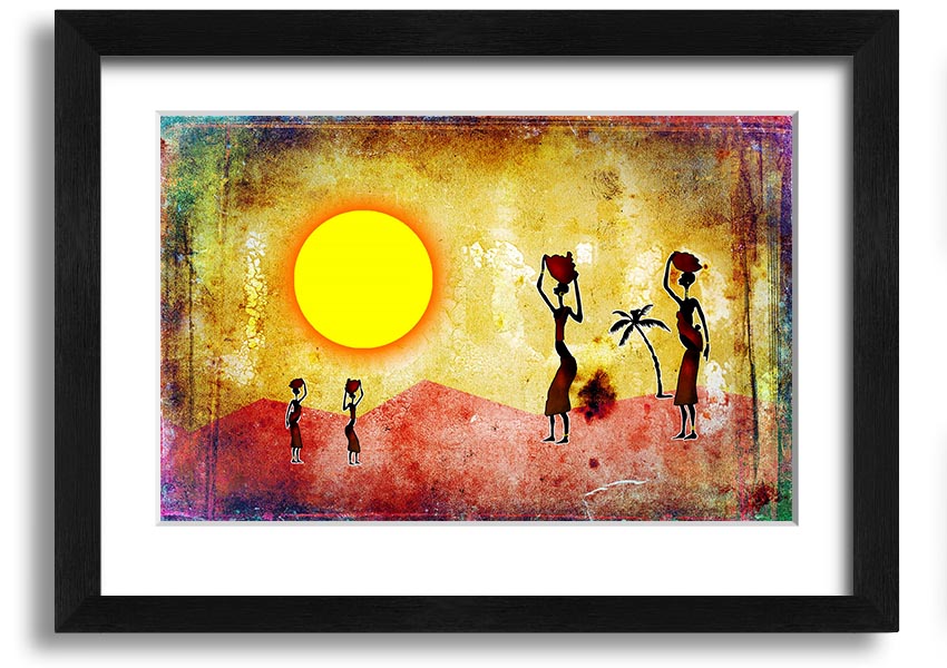 Framed print of African Tribal Art 2 featuring vibrant colors and intricate patterns, ready to hang.