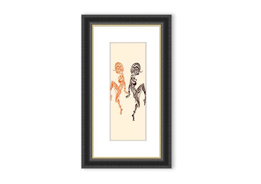 Framed print of African Tribal Art 20 featuring vibrant colors and intricate designs, ready to hang.