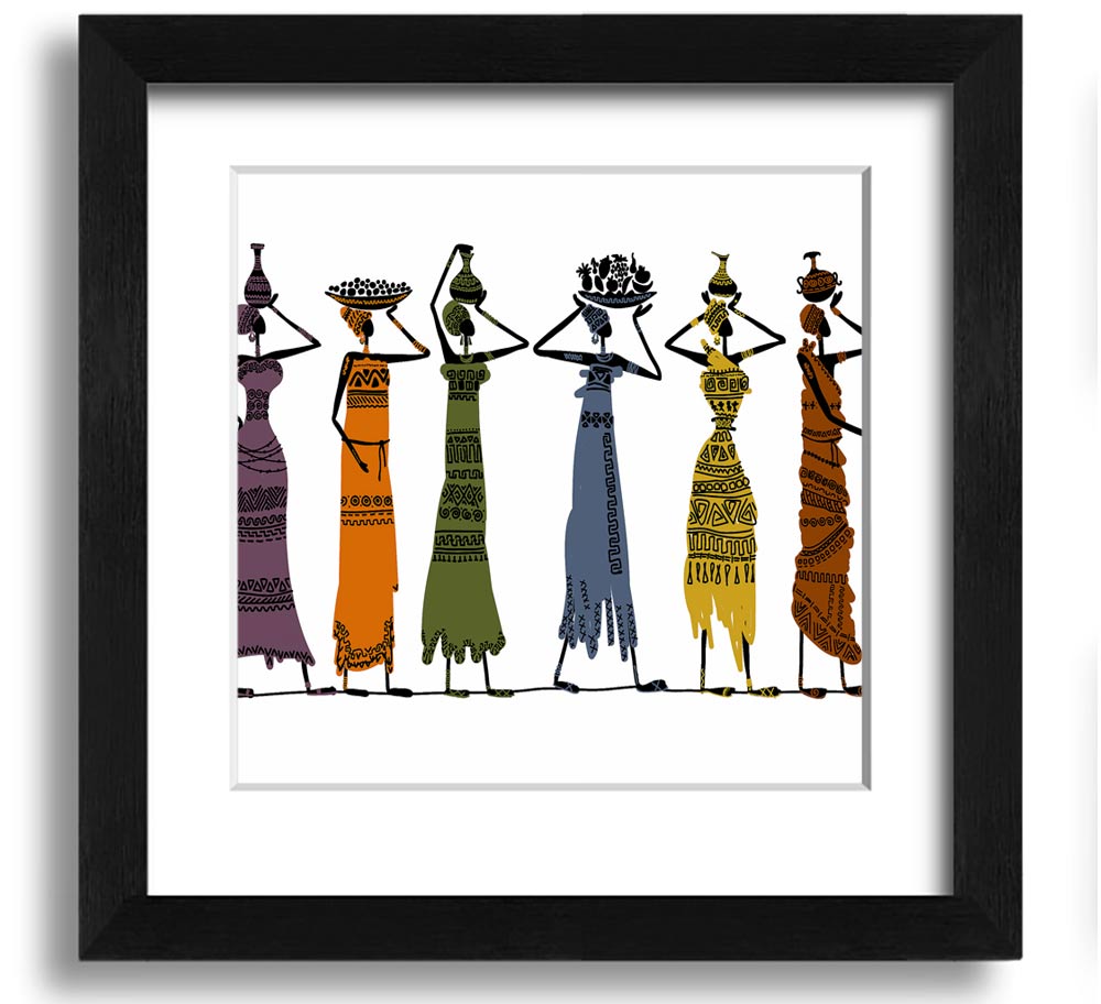 African Tribal Art 23 square framed print showcasing intricate designs and vibrant colors, ready to hang.