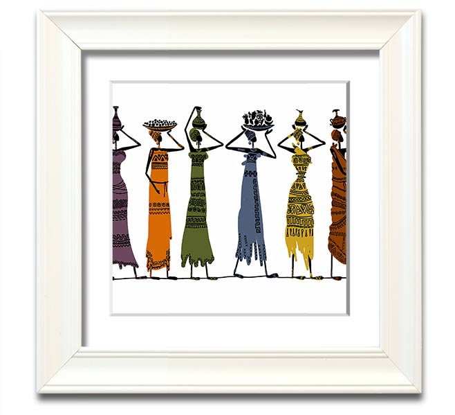 African Tribal Art 23 square framed print showcasing intricate designs and vibrant colors, ready to hang.