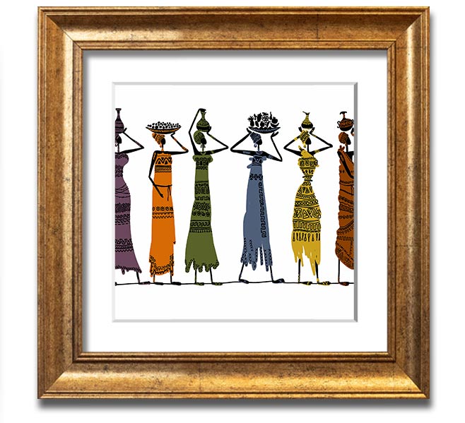 African Tribal Art 23 square framed print showcasing intricate designs and vibrant colors, ready to hang.