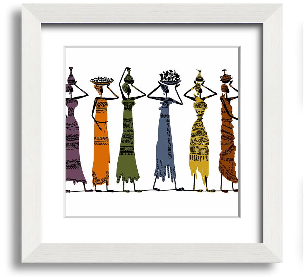 African Tribal Art 23 square framed print showcasing intricate designs and vibrant colors, ready to hang.