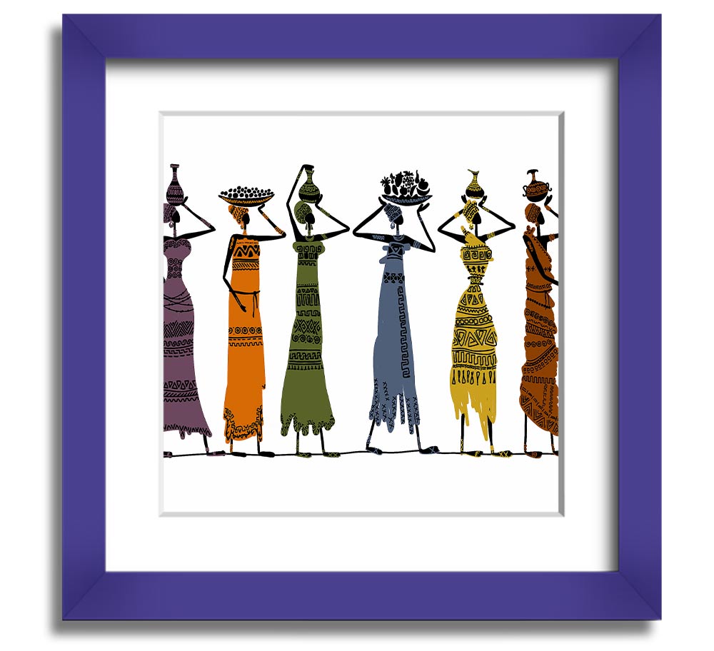 African Tribal Art 23 square framed print showcasing intricate designs and vibrant colors, ready to hang.