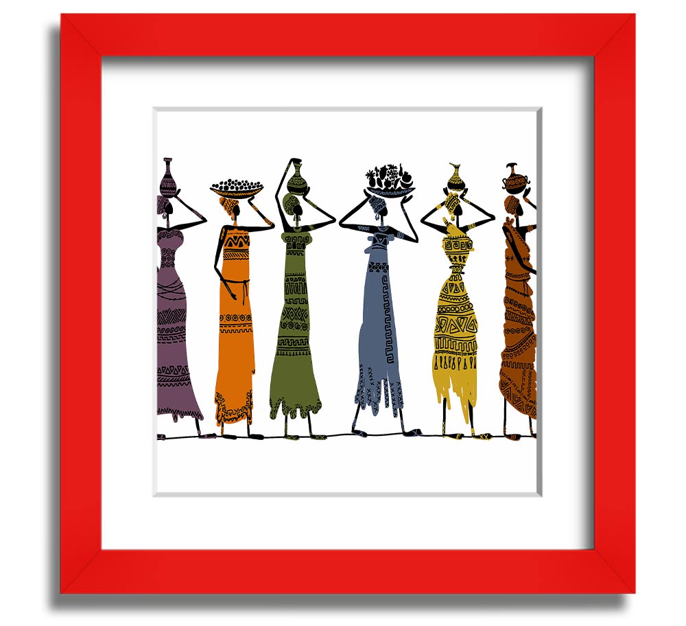 African Tribal Art 23 square framed print showcasing intricate designs and vibrant colors, ready to hang.