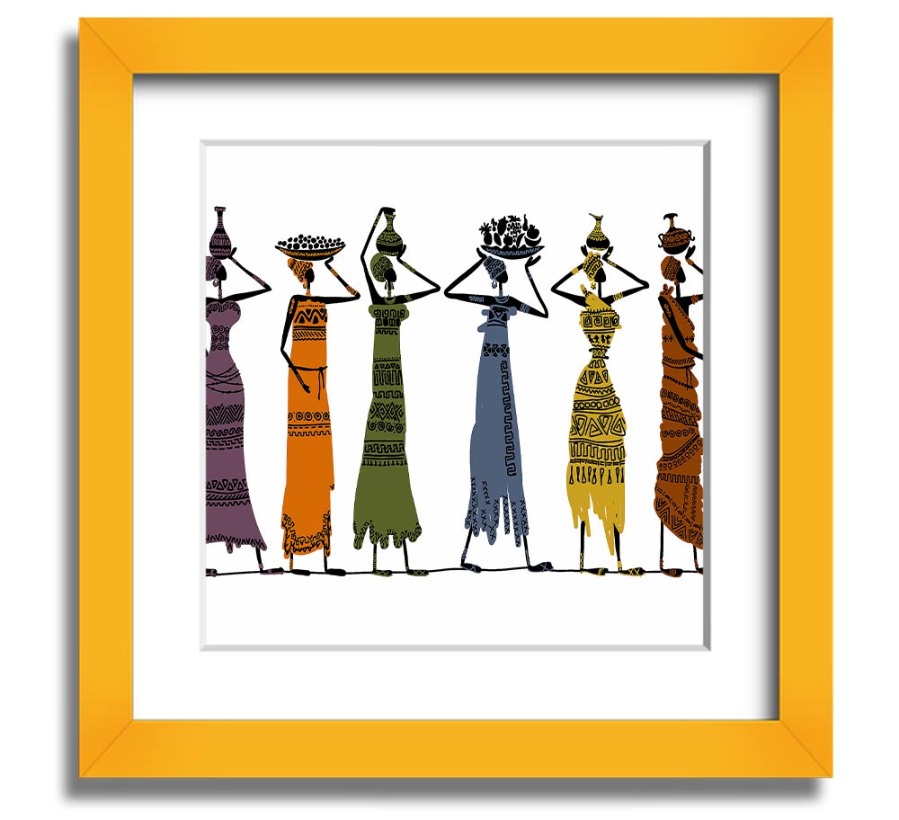 African Tribal Art 23 square framed print showcasing intricate designs and vibrant colors, ready to hang.