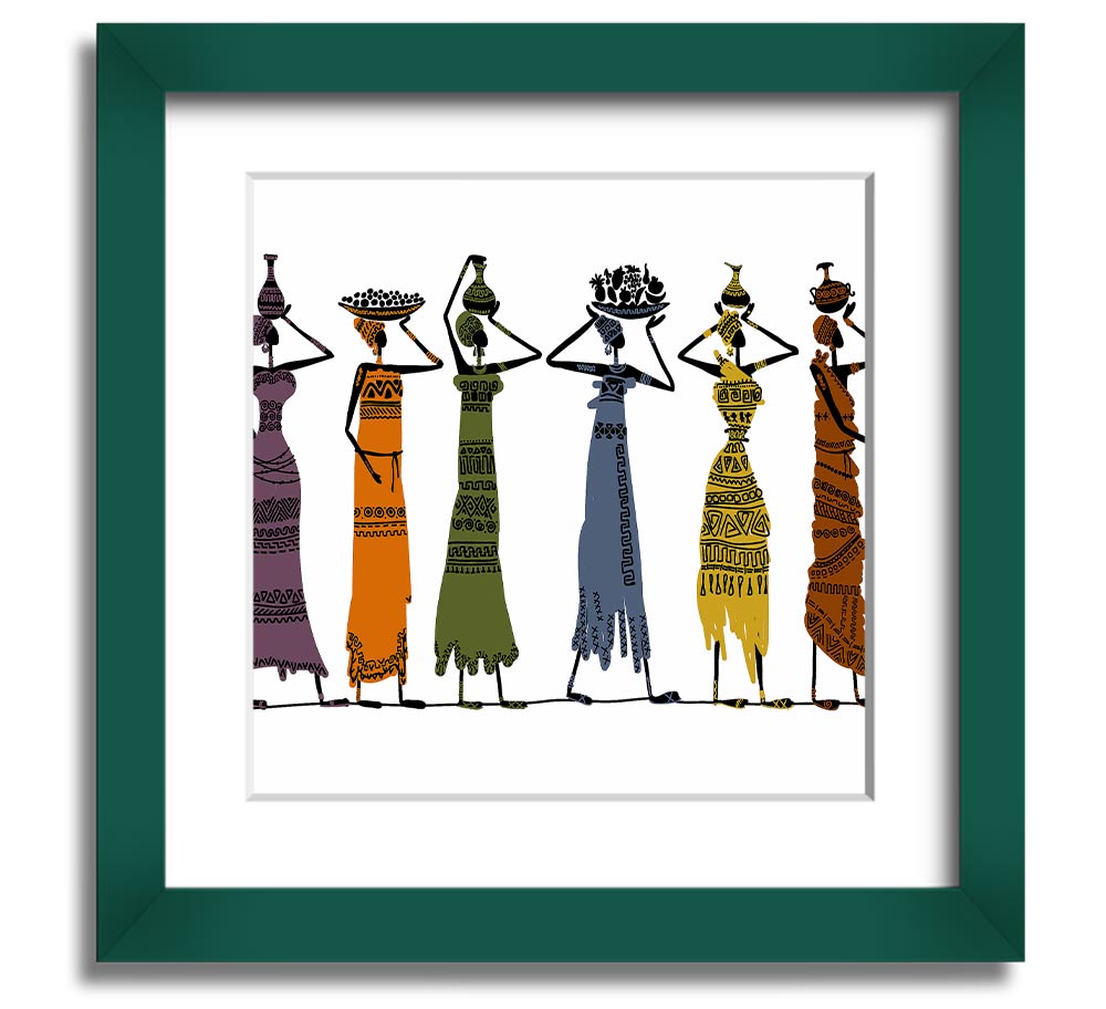African Tribal Art 23 square framed print showcasing intricate designs and vibrant colors, ready to hang.