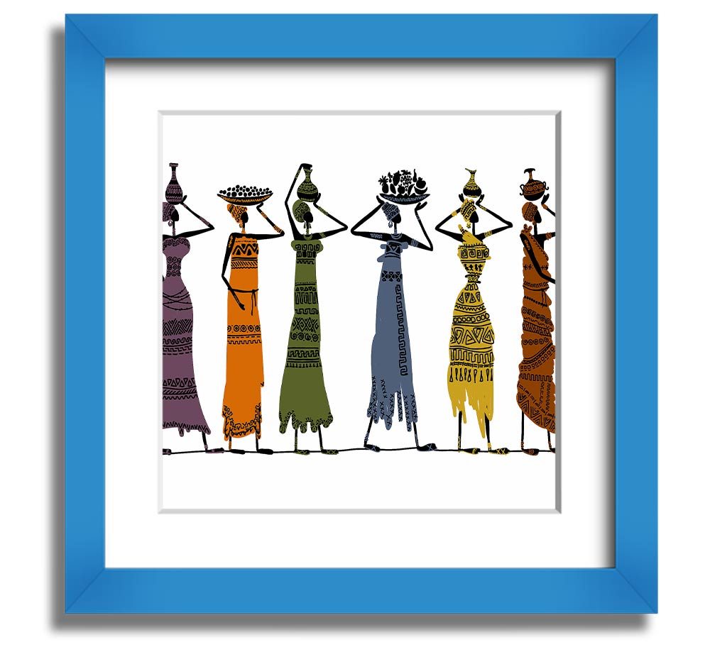 African Tribal Art 23 square framed print showcasing intricate designs and vibrant colors, ready to hang.