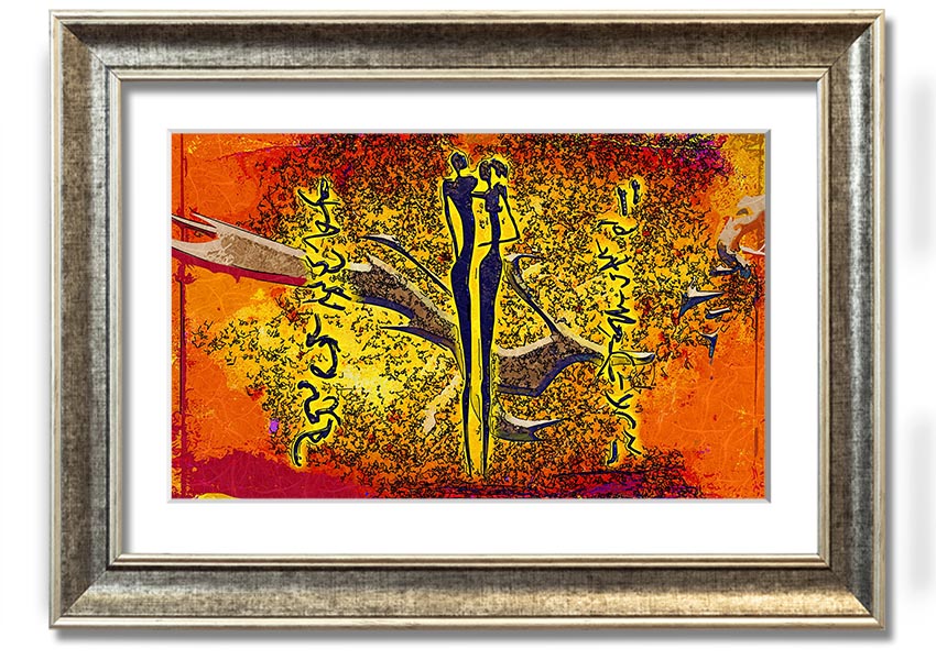 Framed print of African Tribal Art 24 showcasing vibrant colors and intricate patterns, ready to hang.