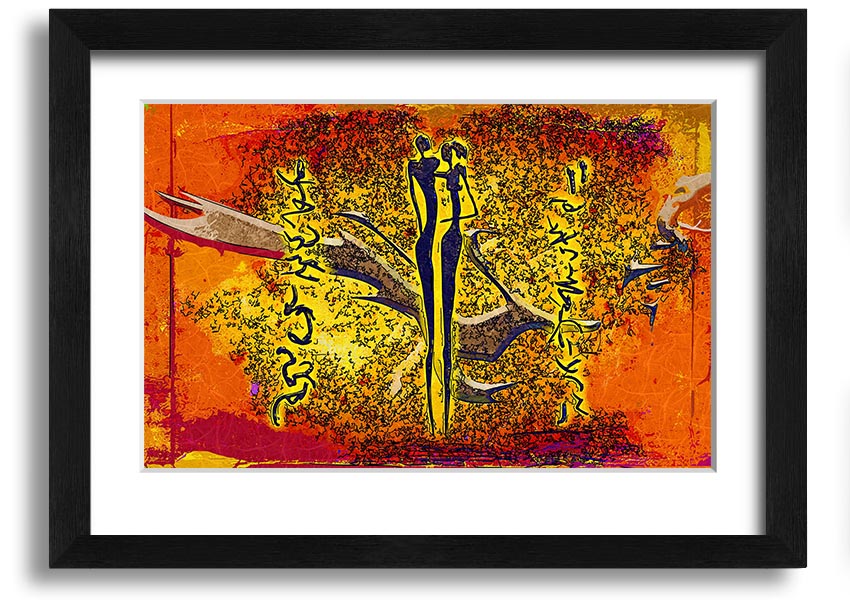 Framed print of African Tribal Art 24 showcasing vibrant colors and intricate patterns, ready to hang.
