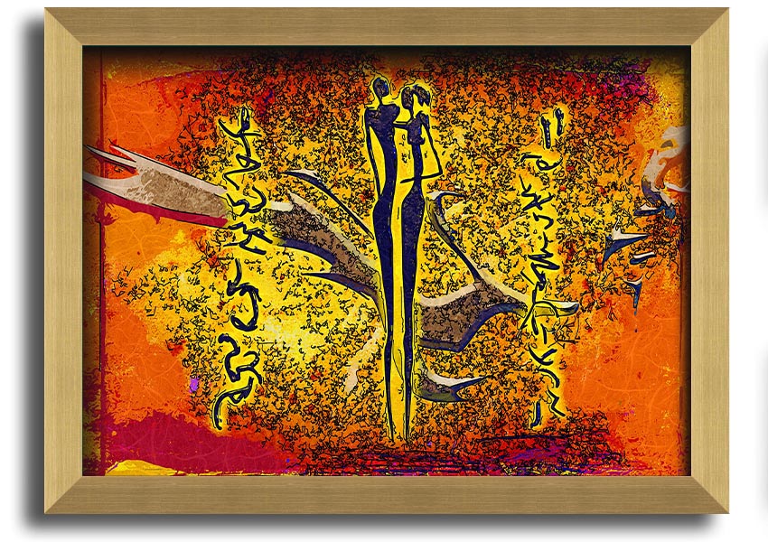 Framed print of African Tribal Art 24 showcasing vibrant colors and intricate patterns, ready to hang.